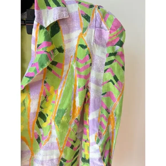 Colin LoCascio Anthropologie 100% Linen Jesse Abstract Blazer S - Picture 4 of 9